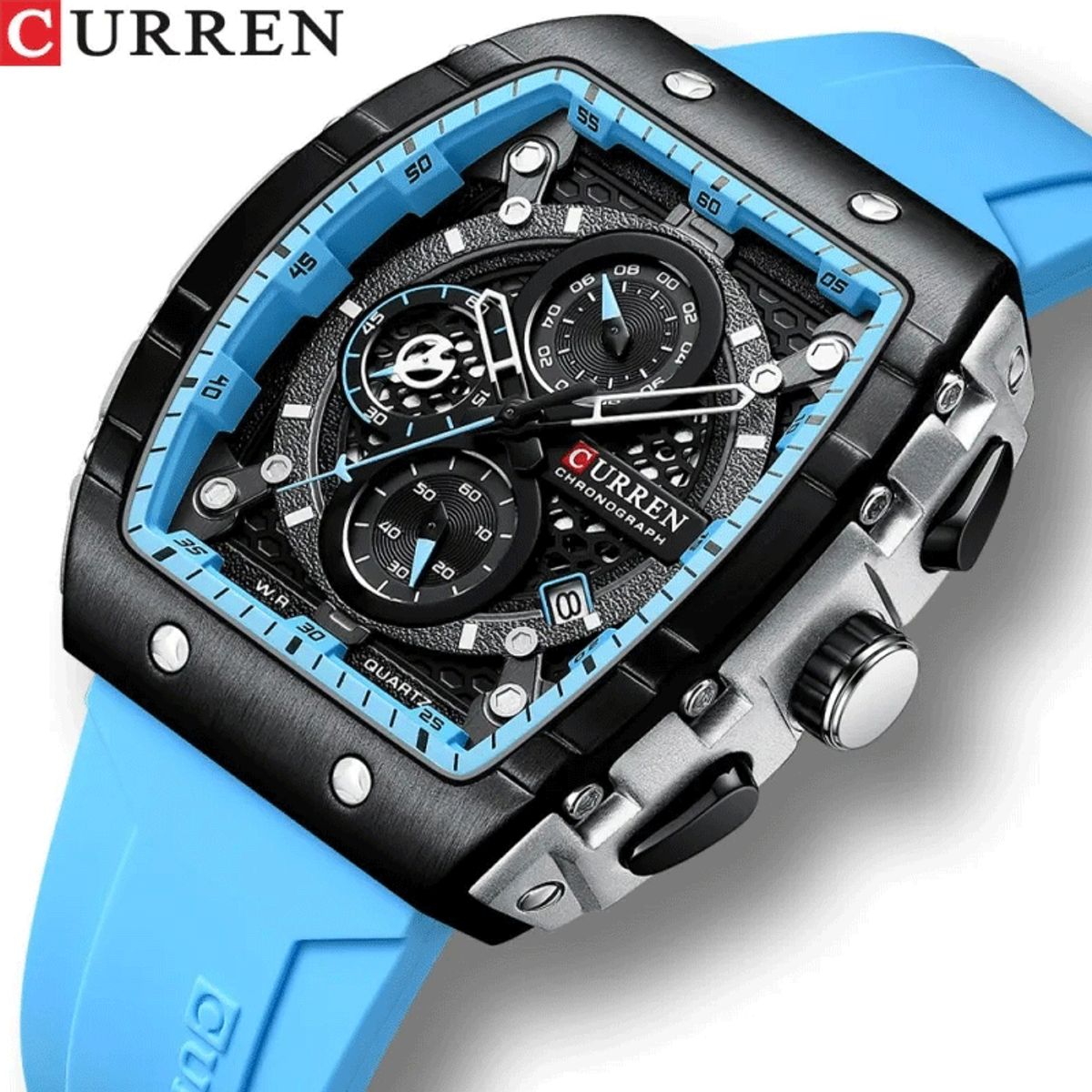 CURREN - Reloj deportivo de moda actual 8442 reloj de cuarzo con cronómetro automático de fecha