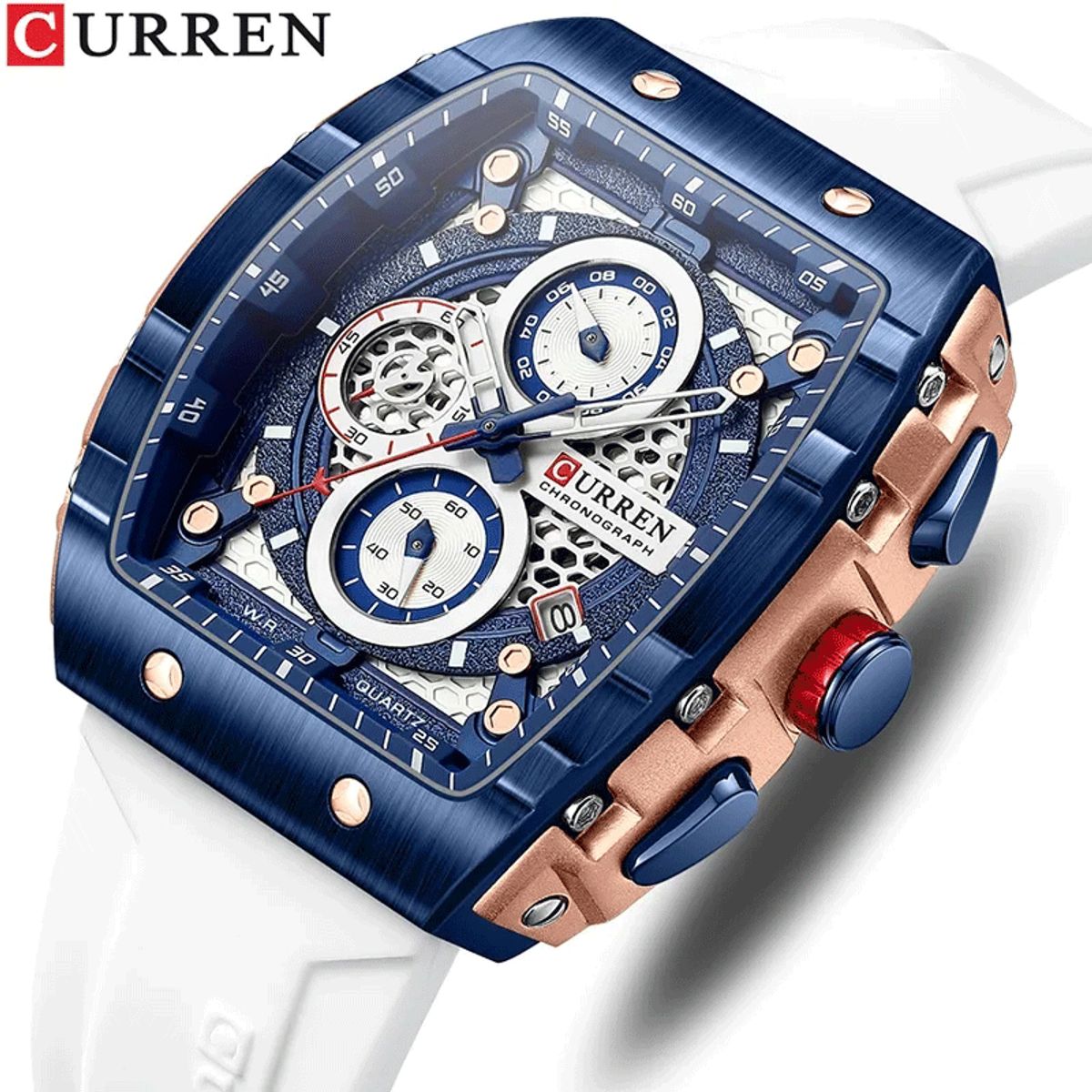 CURREN - Reloj deportivo de moda actual 8442 reloj de cuarzo con cronómetro automático de fecha