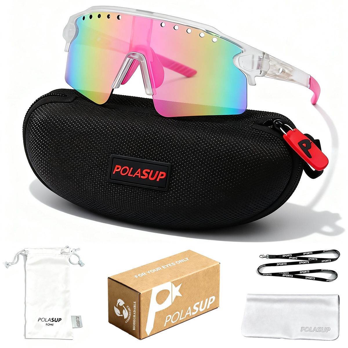 POLASUP - POLASUP gafas Lentes de Sol Deportivos Polarizados UV400 Unisex correr ciclismo mujer hombre