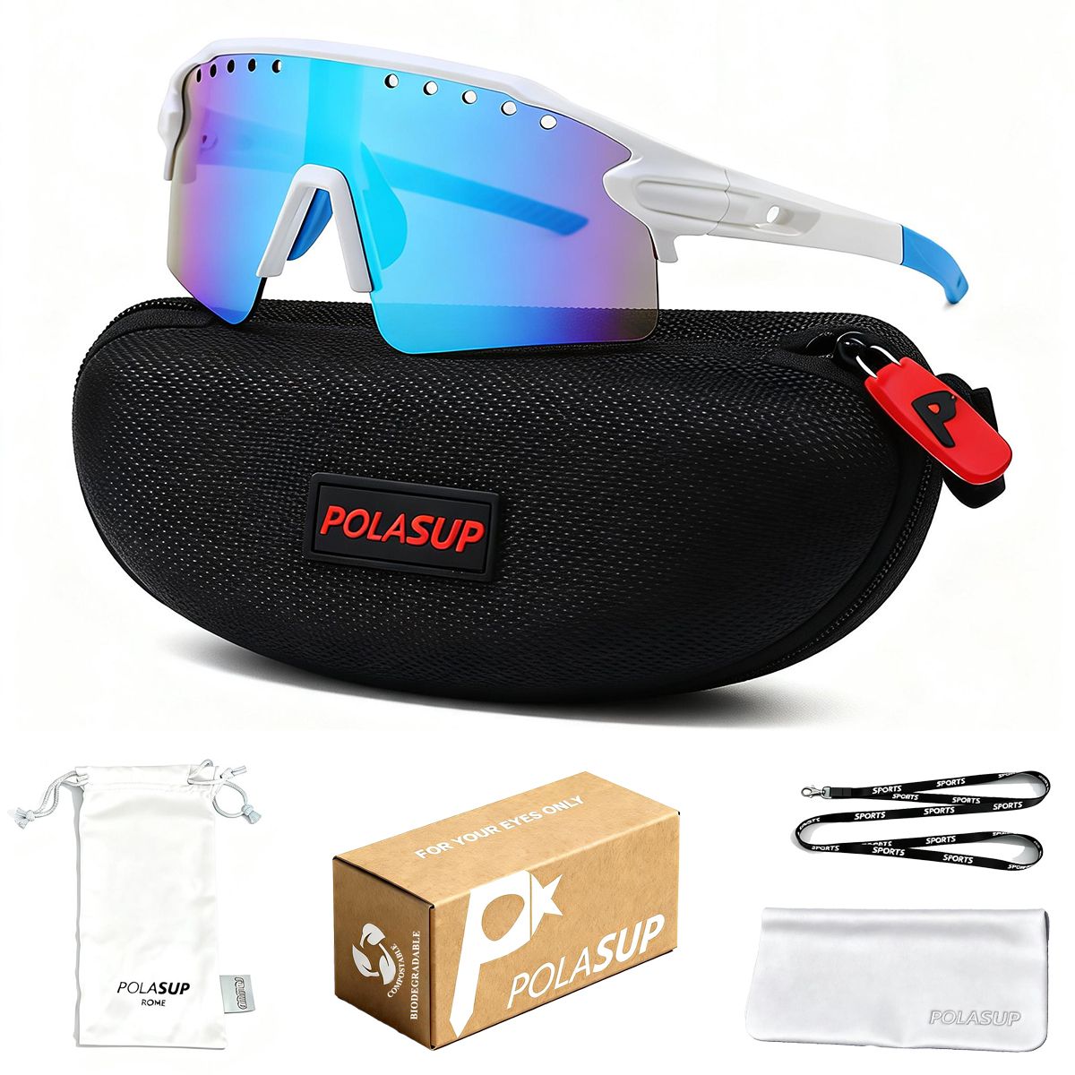 POLASUP - POLASUP gafas Lentes de Sol Deportivos Polarizados UV400 Unisex correr ciclismo mujer hombre