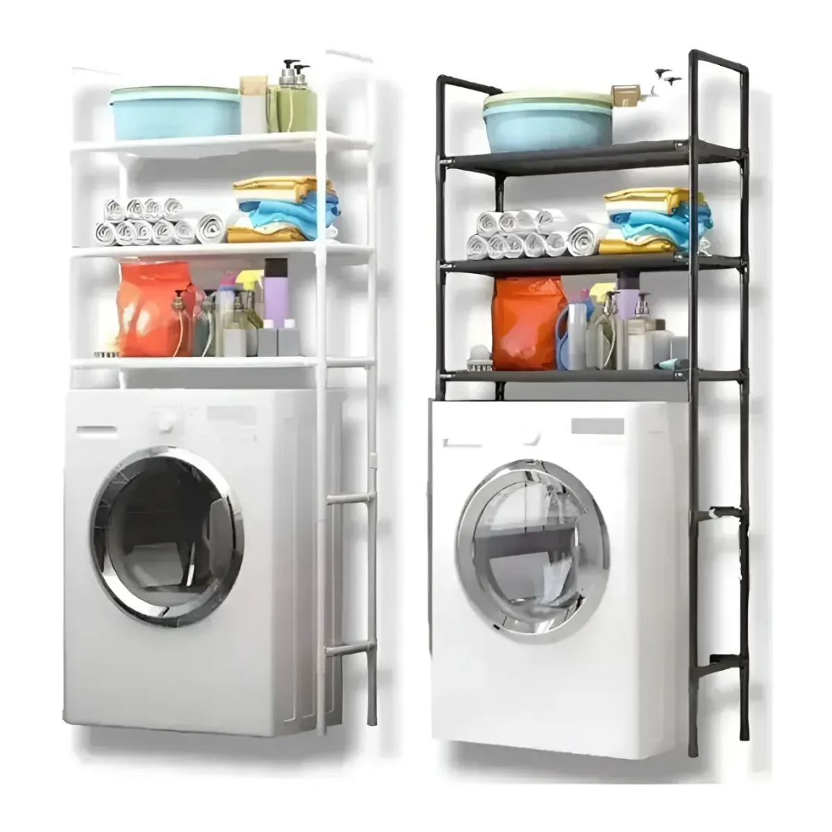 GENERICO - Organizador Estante Lavadora Baño Metálico Rack 3 Niveles BLANCO