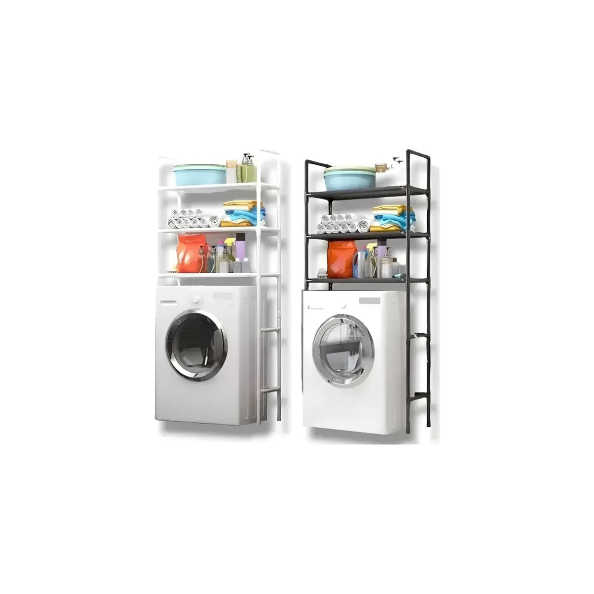 GENERICO - Organizador Estante Lavadora Baño Metálico Rack 3 Niveles BLANCO