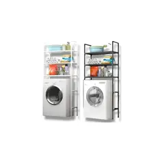GENERICO - Organizador Estante Lavadora Baño Metálico Rack 3 Niveles BLANCO