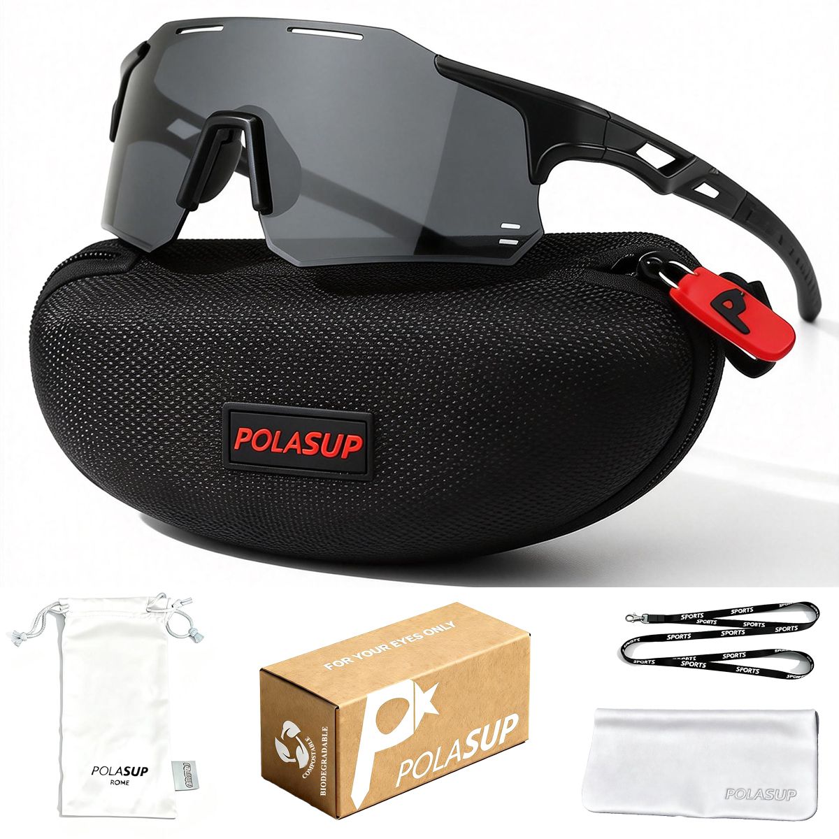POLASUP - POLASUP gafas Lentes de Sol Deportivos Polarizados UV400 Unisex correr ciclismo mujer hombre