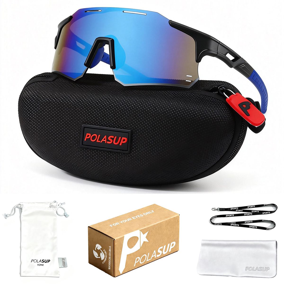 POLASUP - POLASUP gafas Lentes de Sol Deportivos Polarizados UV400 Unisex correr ciclismo mujer hombre