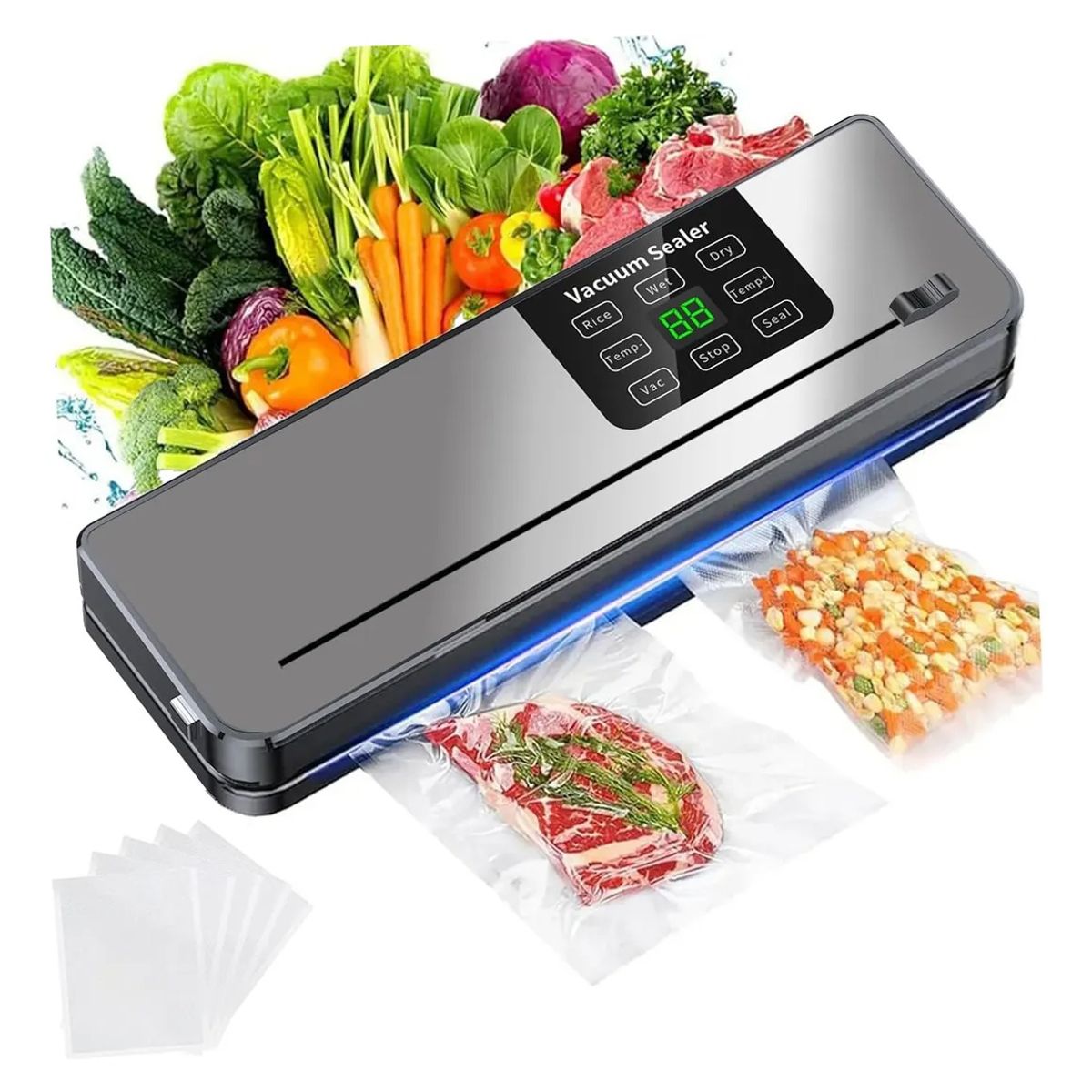 EVERSO - Maquina Selladora Al Vacío Alimentos Sellador + Bolsas