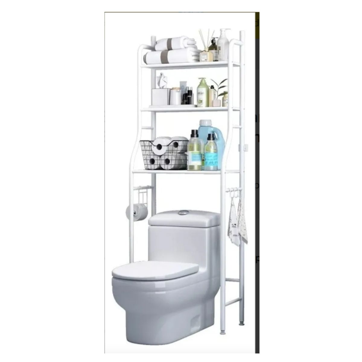 GENERICO - Estante Organizador Baño Toilet Rack 3 Niveles Metal Blanco