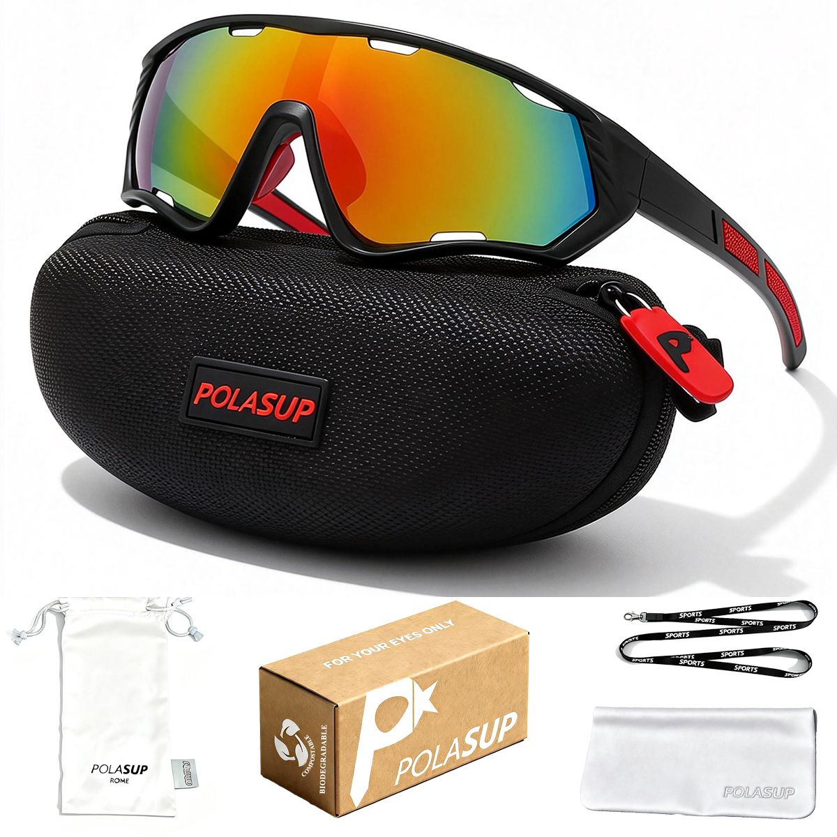 POLASUP - POLASUP gafas Lentes de Sol Deportivos Polarizados UV400 Unisex correr ciclismo mujer hombre