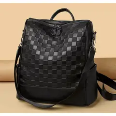 MOMO - Mochila de cuerina para mujer con bolsillo grande