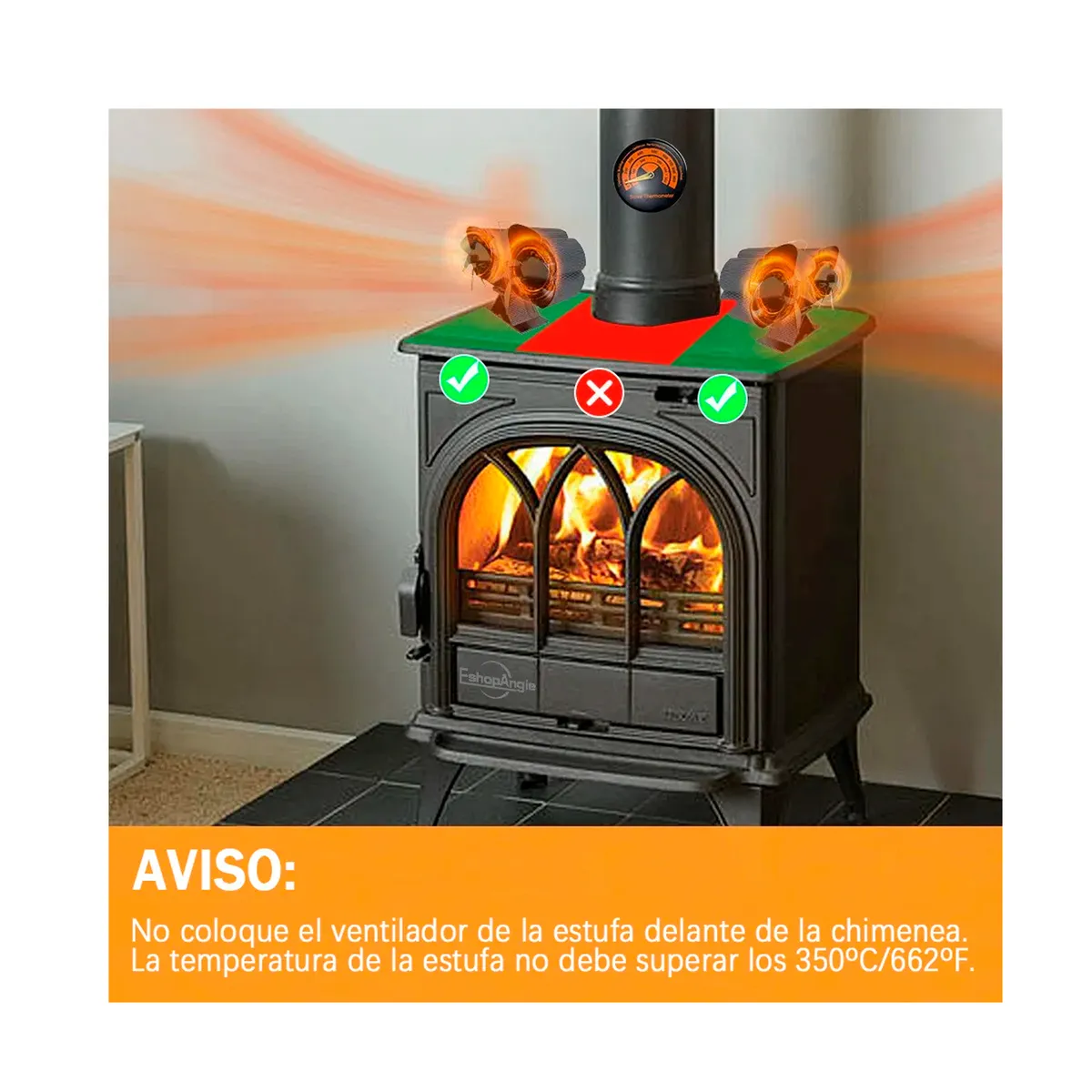 OFERTABKN - Ventilador Estufa A Leña 6 Aspas Chimenea Sin Electricidad 11 Cm