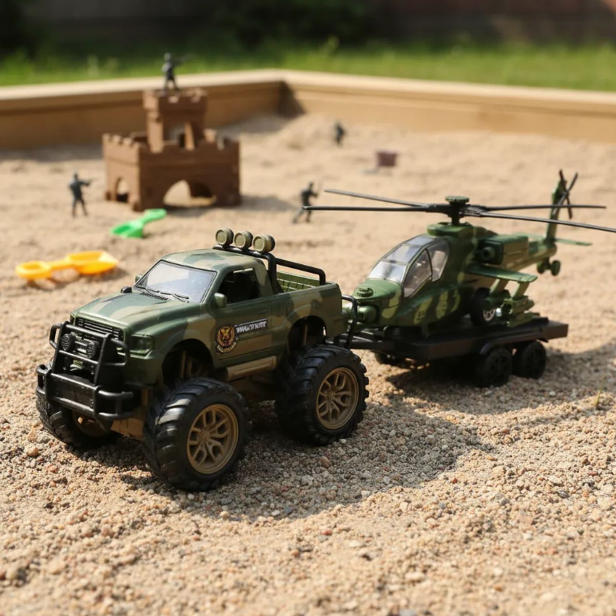 GENERICO - Set Juguete Militar Camioneta Y Helicóptero De Combate 45cm