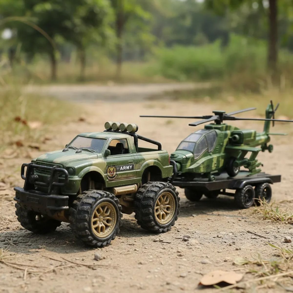 GENERICO - Set Juguete Militar Camioneta Y Helicóptero De Combate 45cm