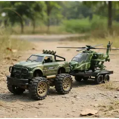 GENERICO - Set Juguete Militar Camioneta Y Helicóptero De Combate 45cm