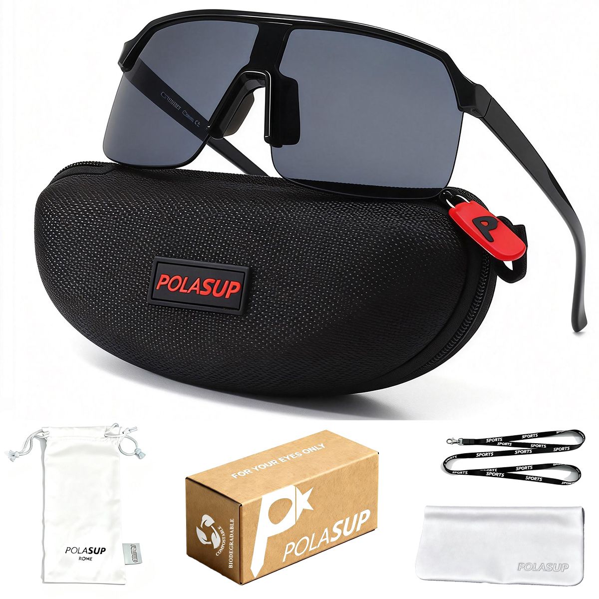 POLASUP - POLASUP gafas Lentes de Sol Deportivos Polarizados UV400 Unisex correr ciclismo mujer hombre
