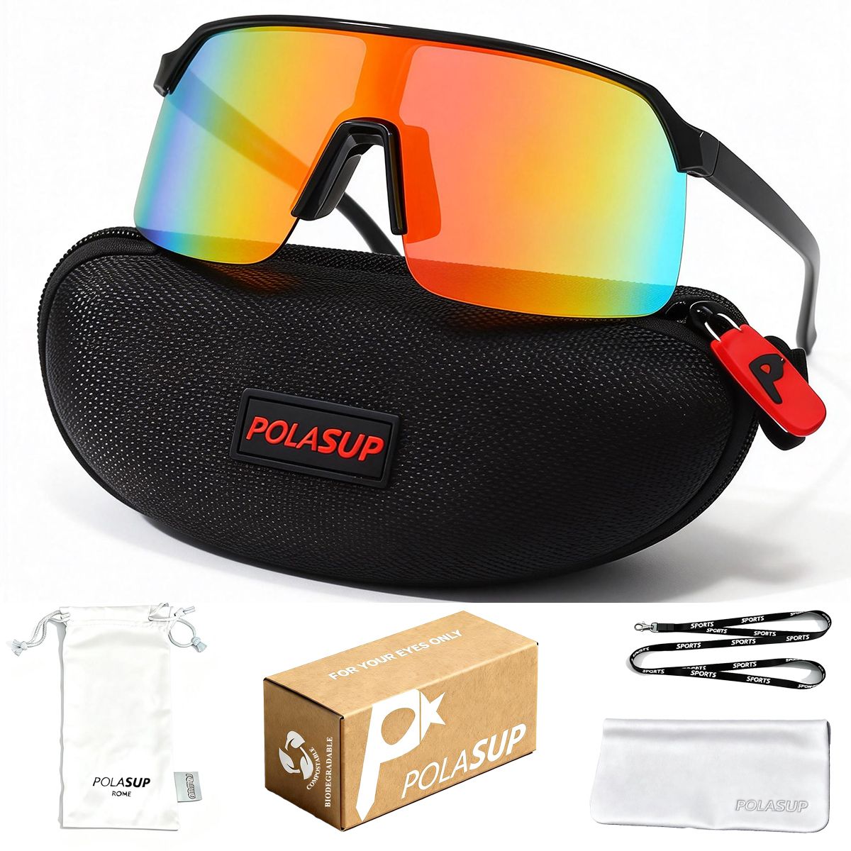 POLASUP - POLASUP gafas Lentes de Sol Deportivos Polarizados UV400 Unisex correr ciclismo mujer hombre