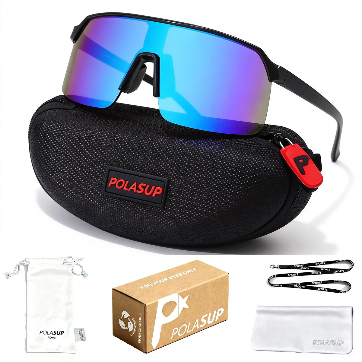 POLASUP - POLASUP gafas Lentes de Sol Deportivos Polarizados UV400 Unisex correr ciclismo mujer hombre