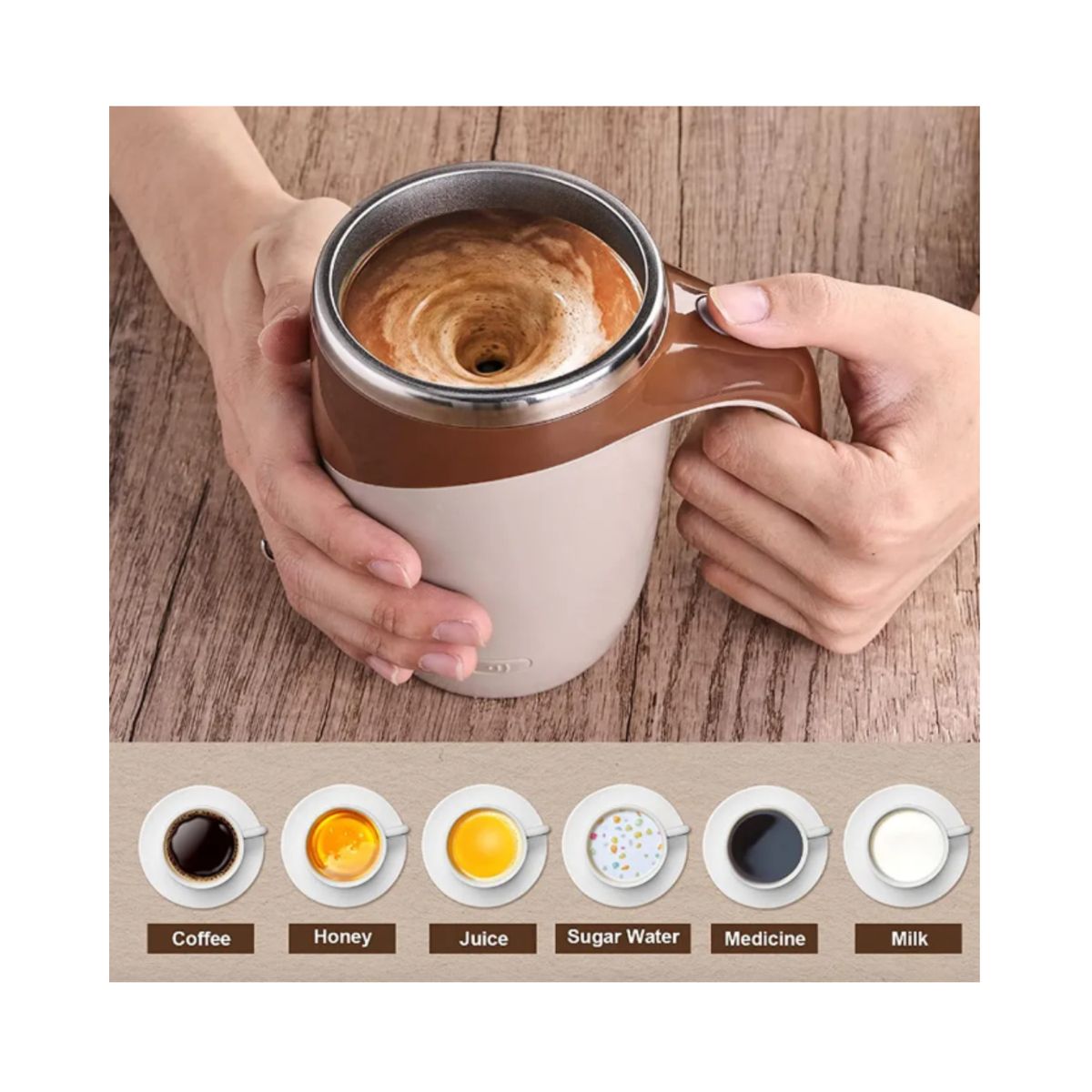 GENERICO - Taza Mezclador Magnético Automático De Bebidas 380 ML Color Beige