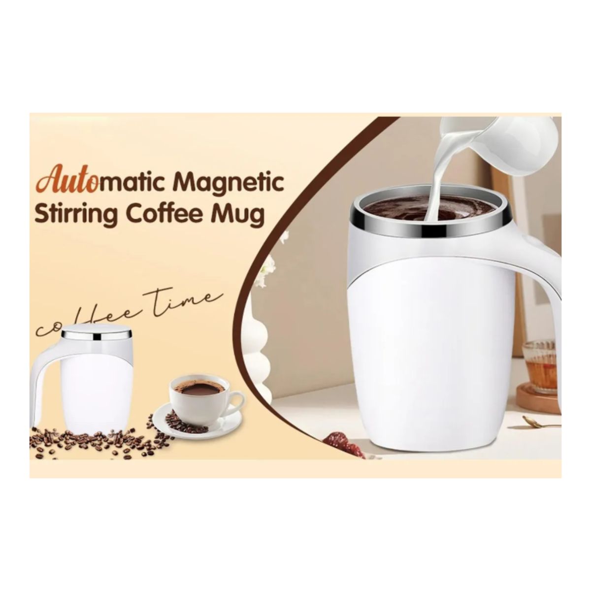 GENERICO - Taza Mezclador Magnético Automático De Bebidas 380 ML Blanco