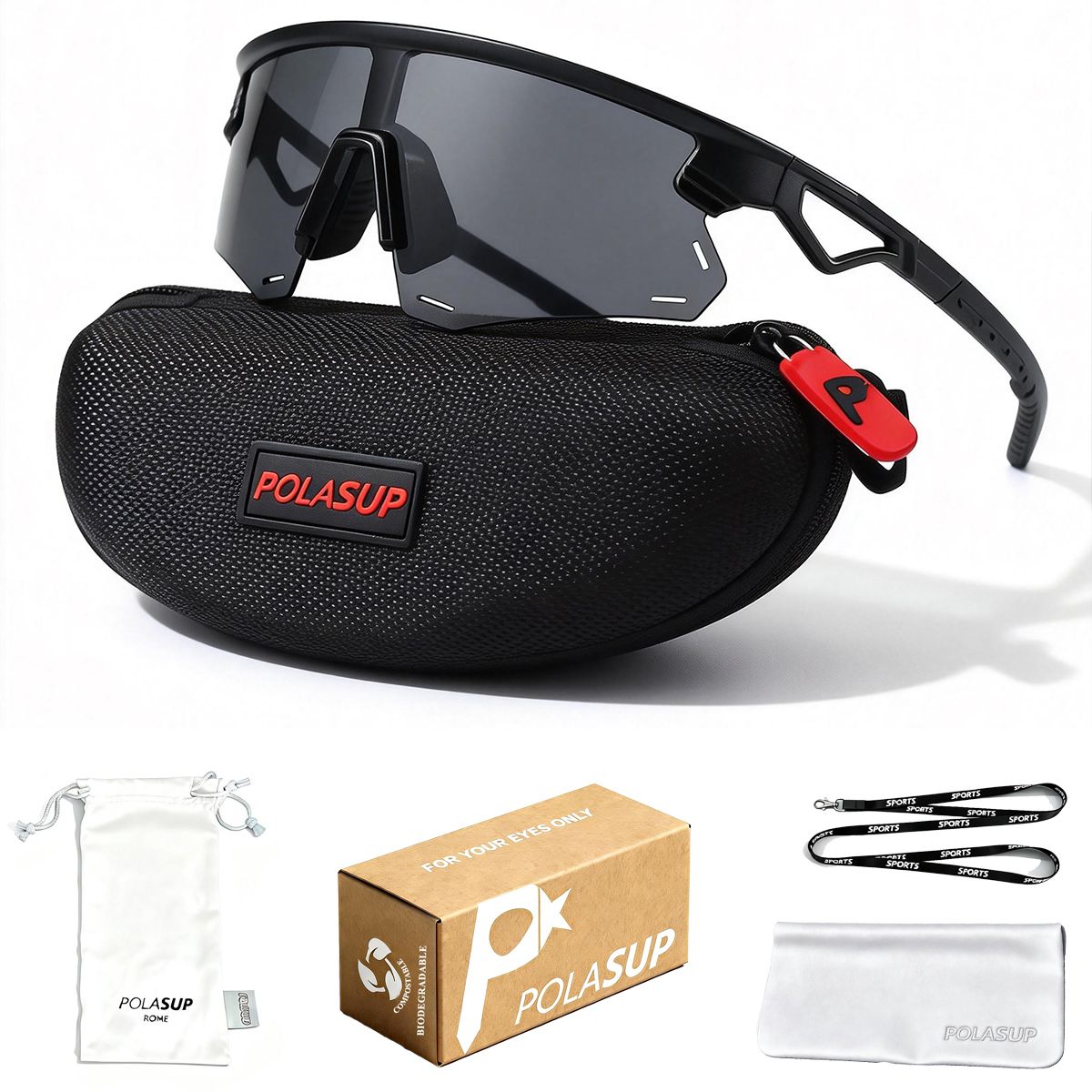 POLASUP - POLASUP gafas Lentes de Sol Deportivos Polarizados UV400 Unisex correr ciclismo mujer hombre