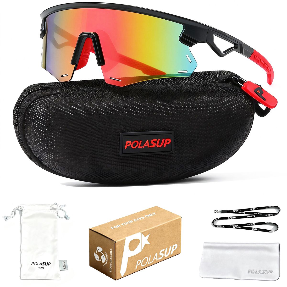 POLASUP - POLASUP gafas Lentes de Sol Deportivos Polarizados UV400 Unisex correr ciclismo mujer hombre