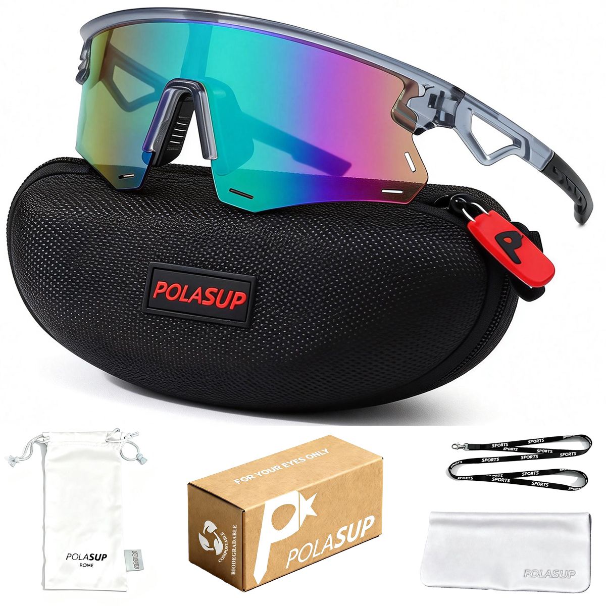 POLASUP - POLASUP gafas Lentes de Sol Deportivos Polarizados UV400 Unisex correr ciclismo mujer hombre