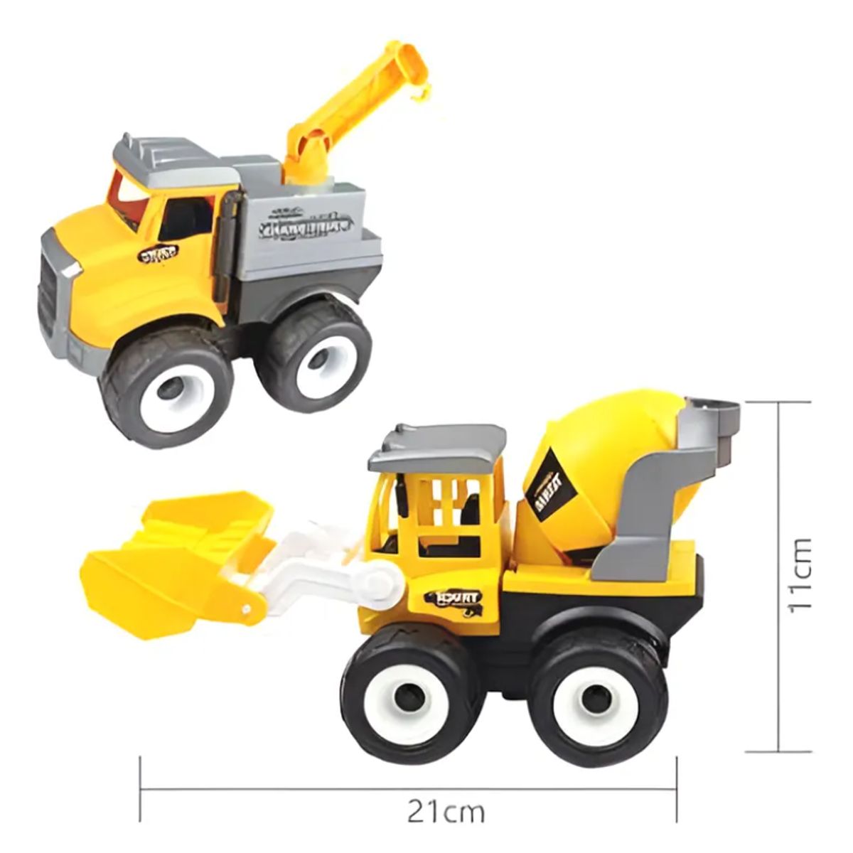 GENERICO - Set 2 Camiones De Construcción Juguete Grúa Y Betonera Niños