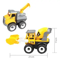 GENERICO - Set 2 Camiones De Construcción Juguete Grúa Y Betonera Niños