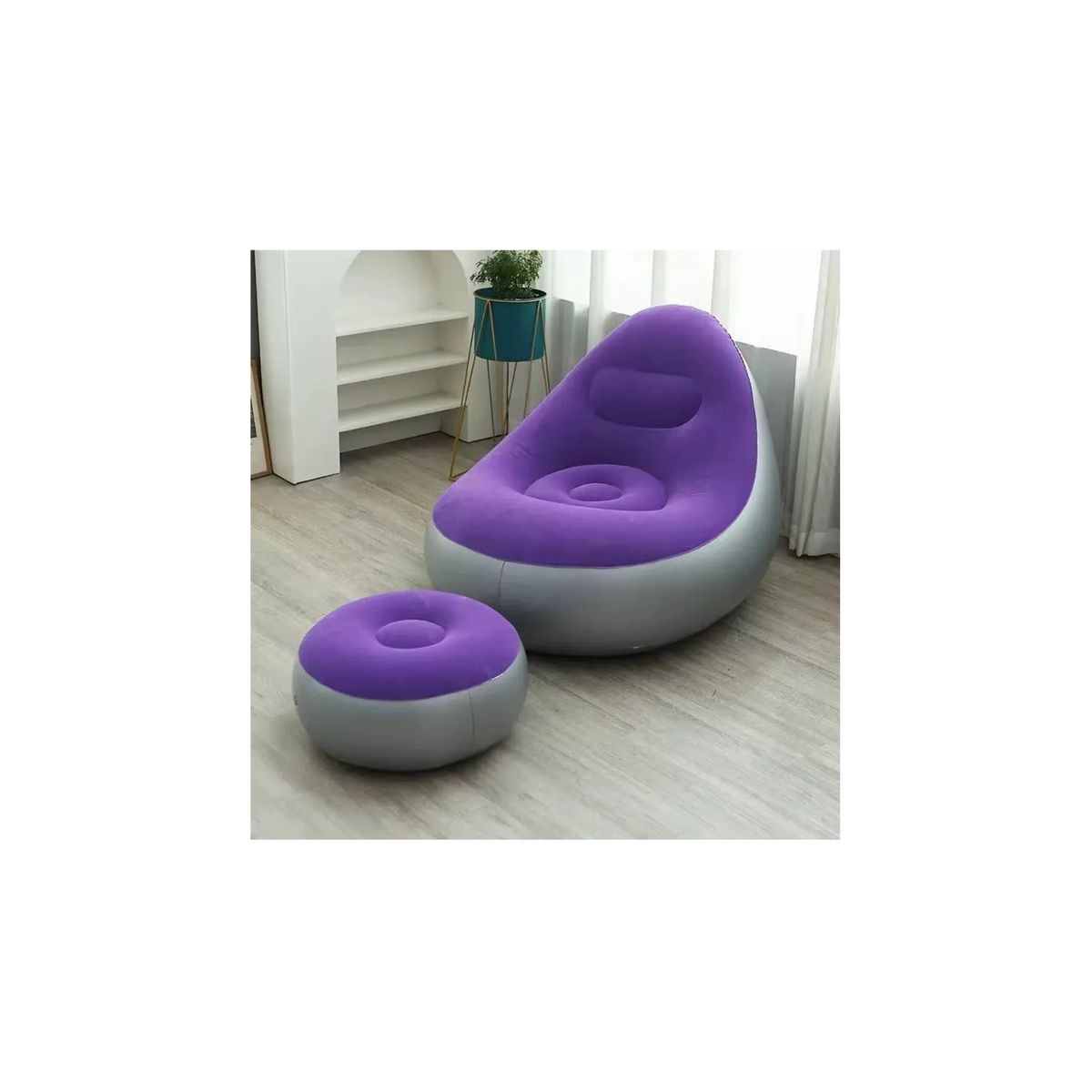 GENERICO - Sillon Inflable Puff Tumbona Con Reposa Pies Sofa Inflable MORADO
