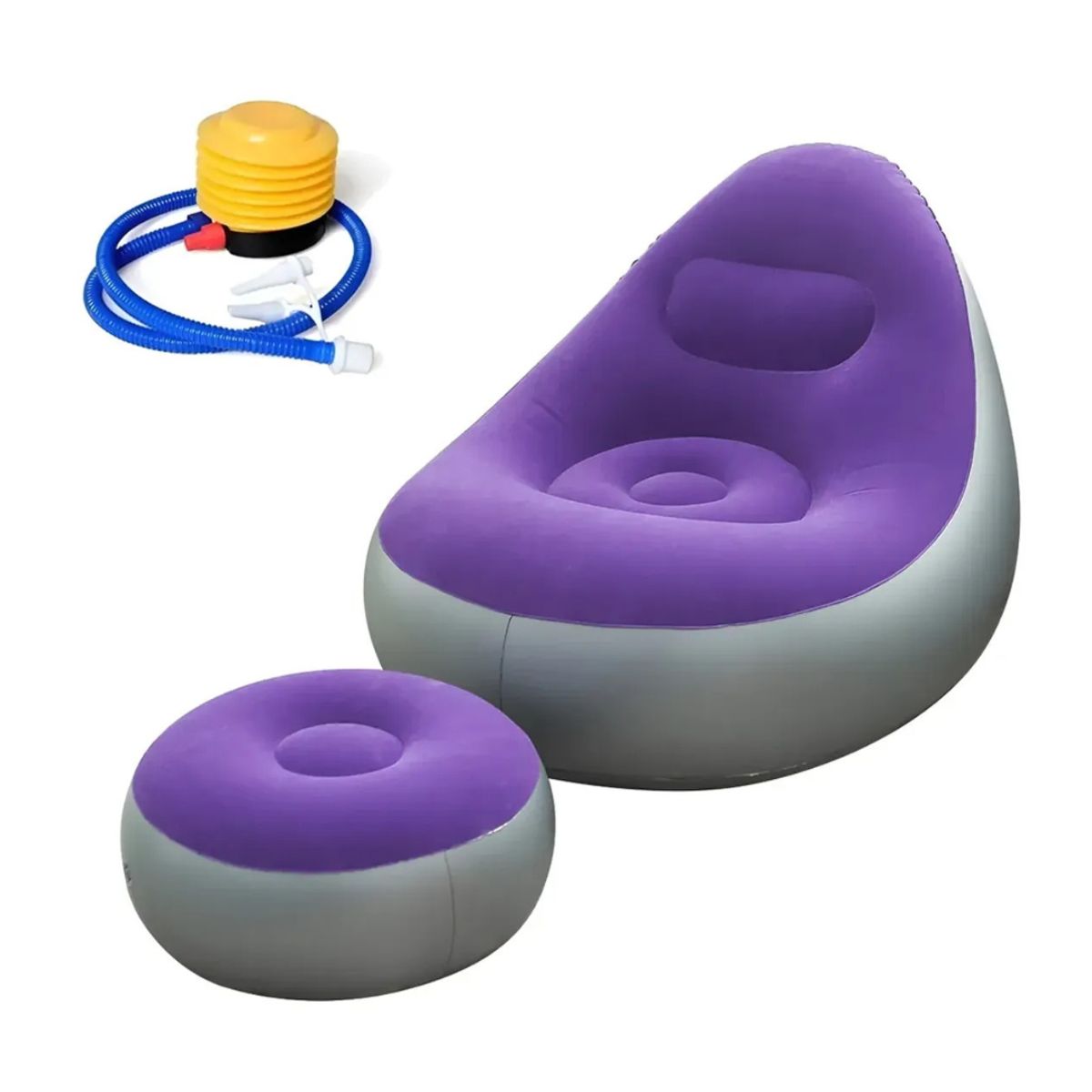 GENERICO - Sillon Inflable Puff Tumbona Con Reposa Pies Sofa Inflable MORADO
