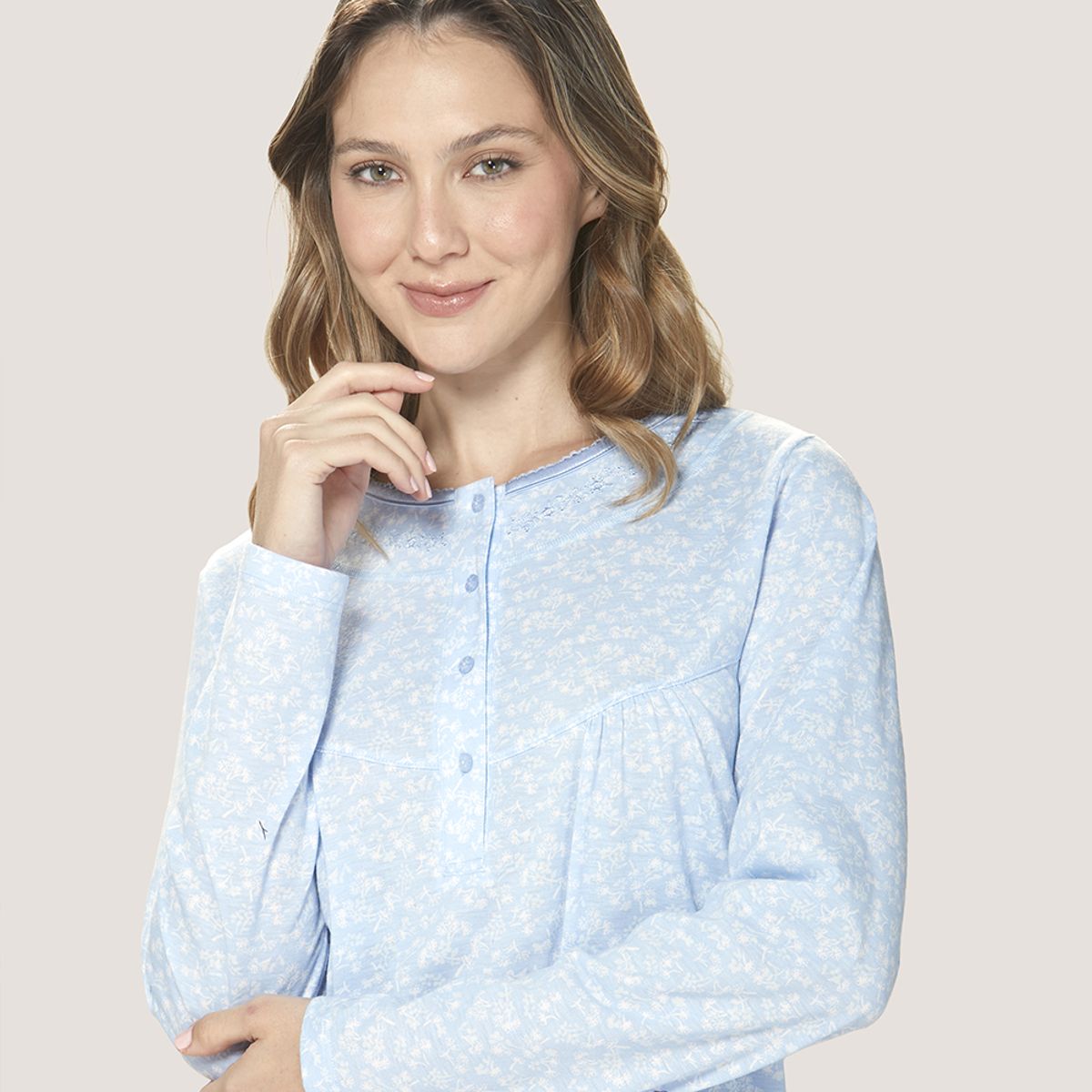 LADY GENNY - Camisa Cotton Floral Lady Genny - Comodidad Nocturna