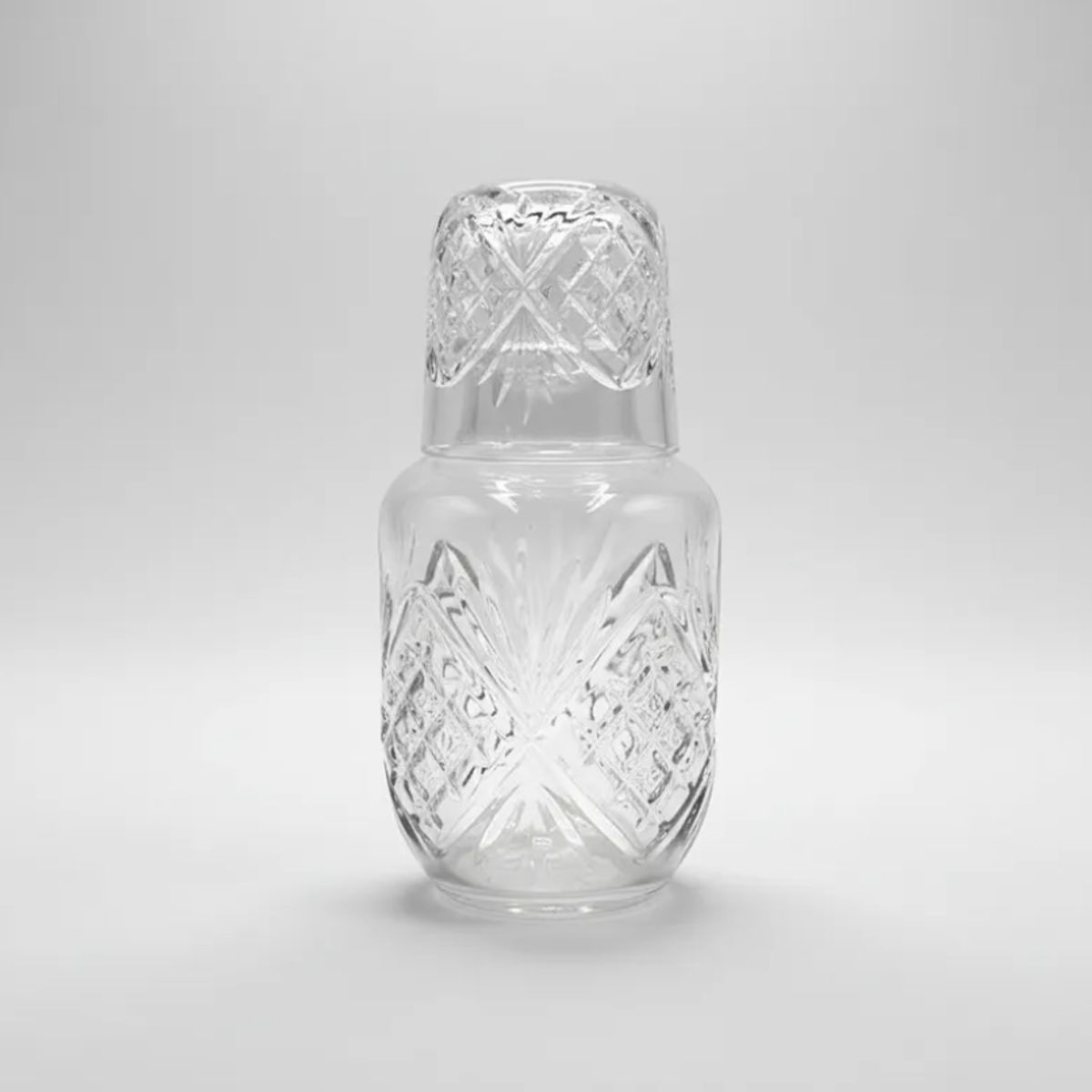 GENERICO - Jarra Con Vaso De Vidrio Para Velador Diseño Tallado