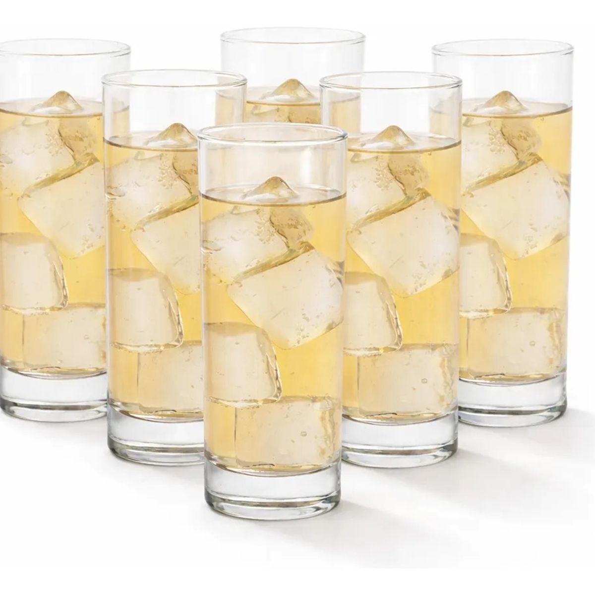 GENERICO - Set 6 Vasos Vidrio Alto Jugos Cocteles Agua Multiusos 13cm