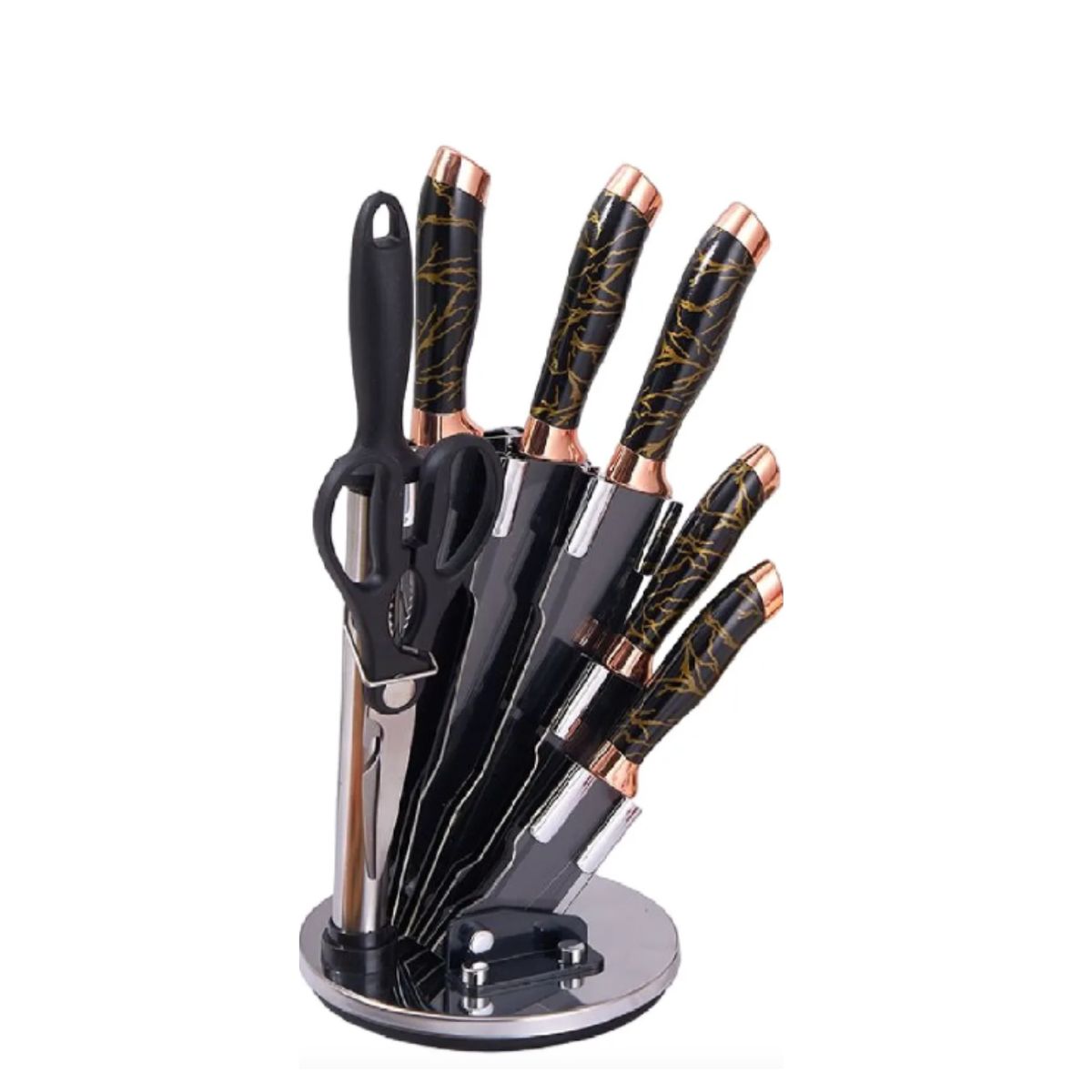 GENERICO - Set de Cuchillos De Cocina 8 Piezas, Acero Inoxidable, Negro