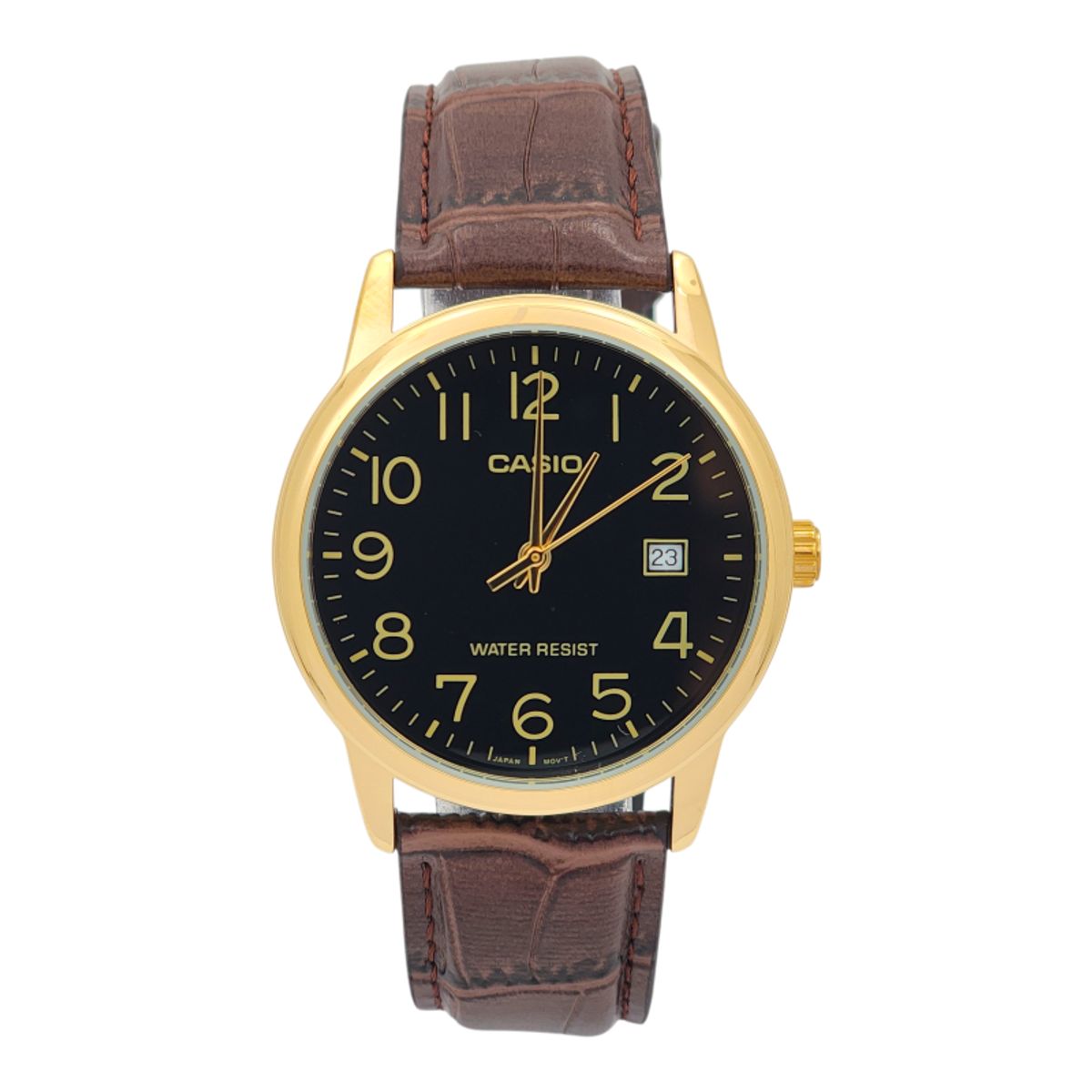 CASIO - Reloj Casio caballero MTP-V002GL-1B cuero cafe