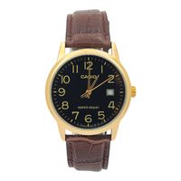 Reloj caballero MTP-V002GL-1B cuero cafe