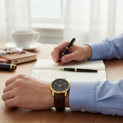 Imagen 2 del producto Reloj caballero MTP-V002GL-1B cuero cafe