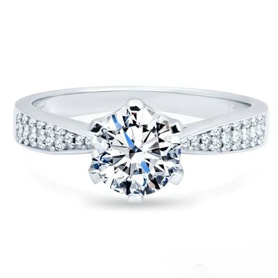 Imagen 2 del producto ANILLO DE COMPROMISO ROYAL SOLITAIRE CON MOISSANITAS Y PLATA RODINADA