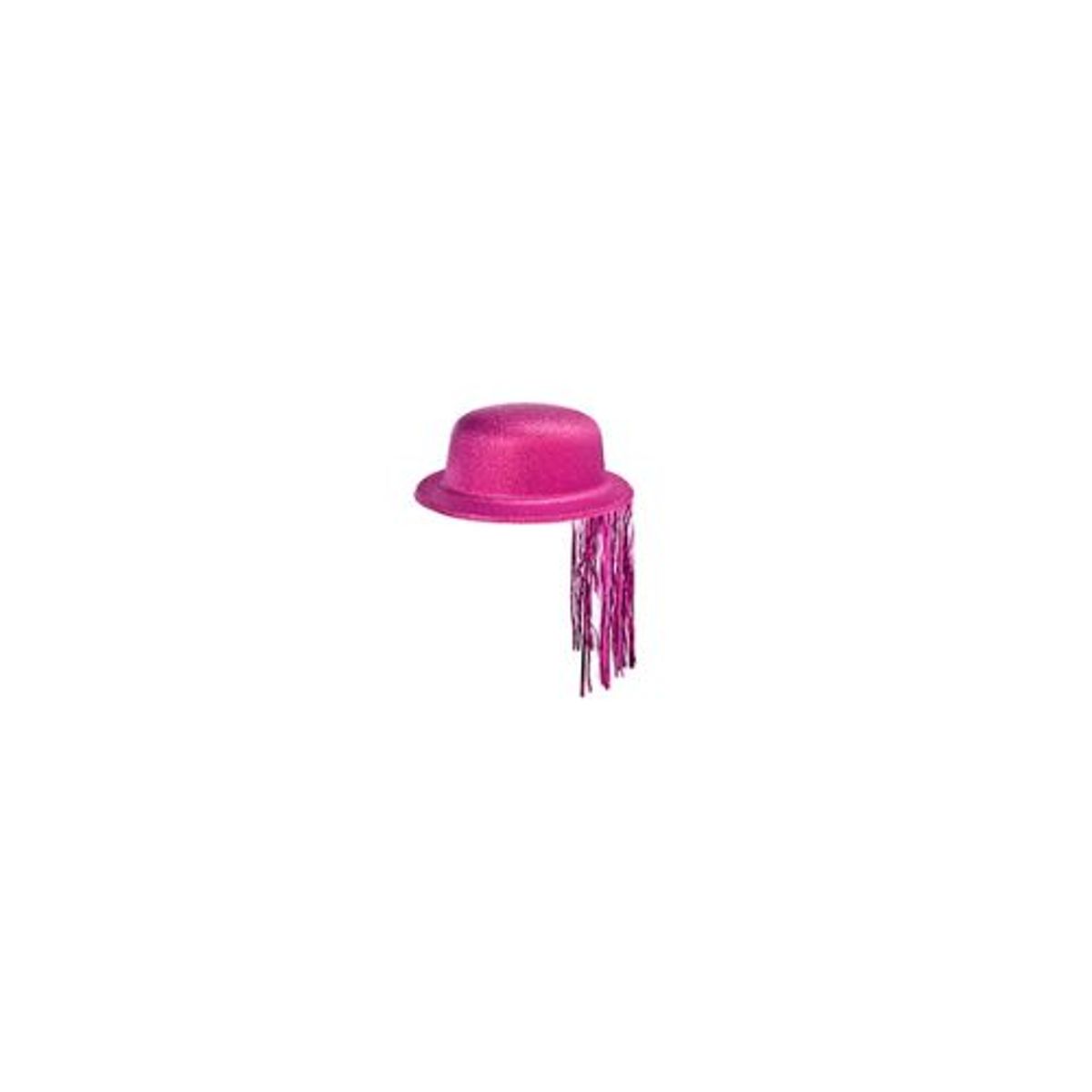 GENERICO - Sombrero redondo con glitter y flecos fucsia