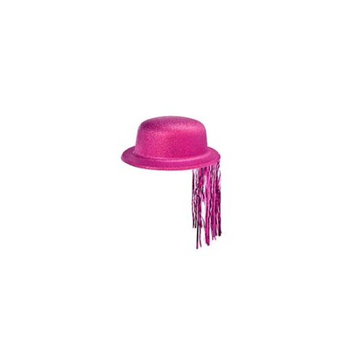 GENERICO - Sombrero redondo con glitter y flecos fucsia