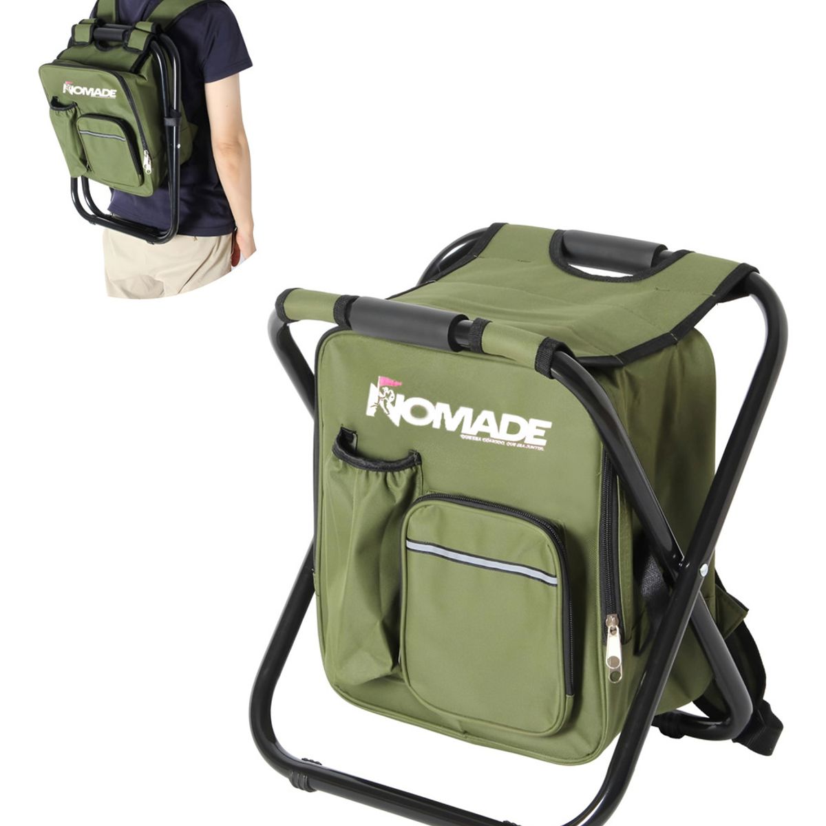 NOMADE - Piso 3en1 Plegable Mochila Con Cooler Silla Camping Pesca NOMADE