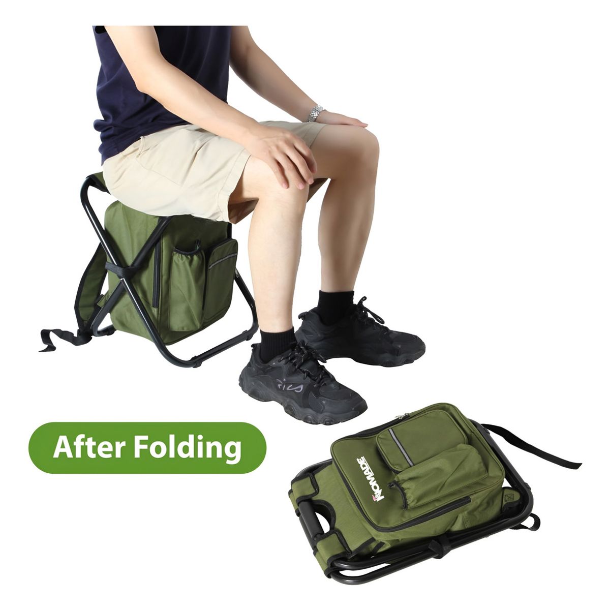 NOMADE - Piso 3en1 Plegable Mochila Con Cooler Silla Camping Pesca NOMADE