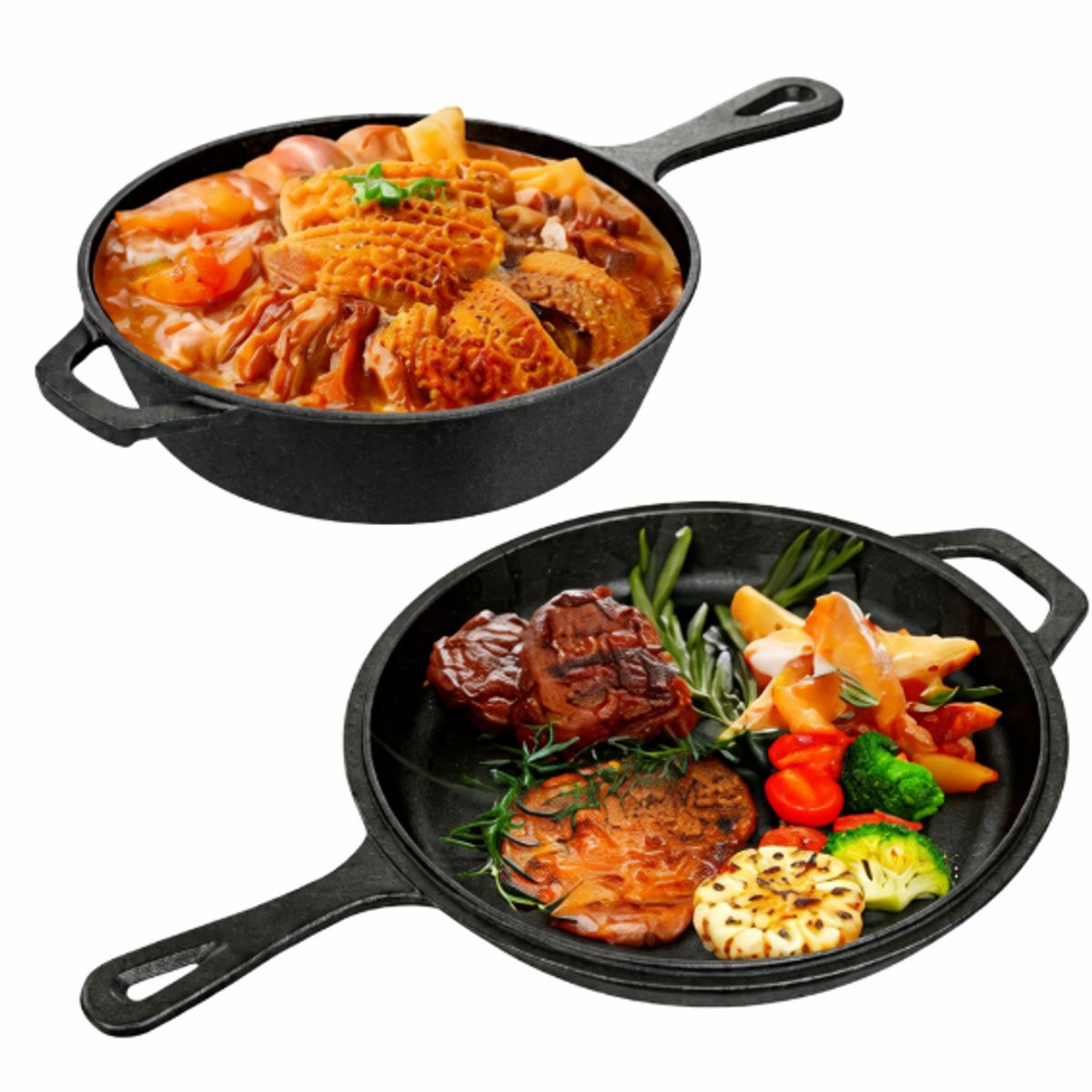 GENERICO - Sartenes De Hierro Fundido Gruesa Doble Uso 26cm