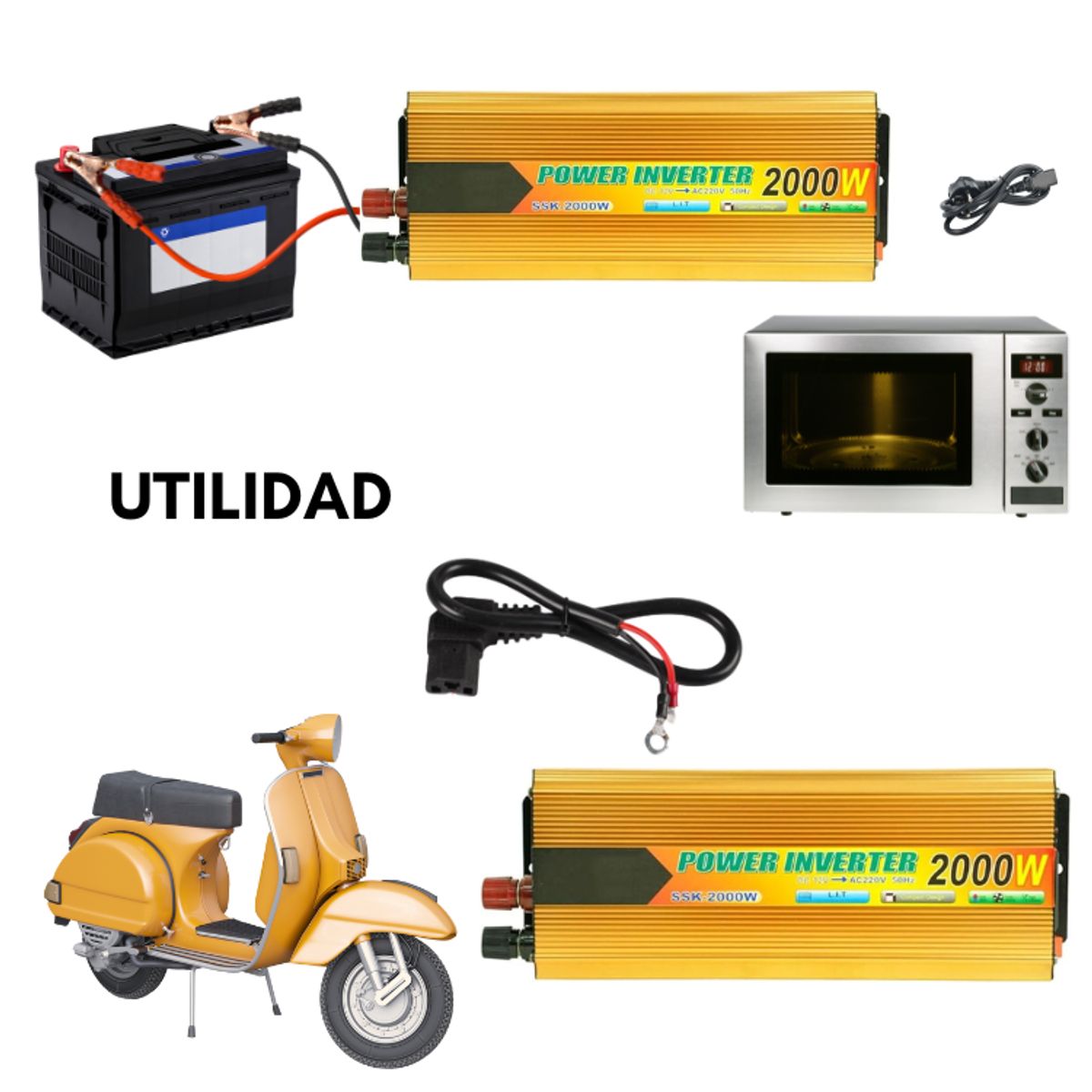 GENERICO - Inversor Voltaje 2000w Dc12v A Ac220v Onda Modificada G7710