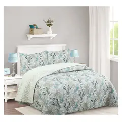 COMPRAPO - Cubrecama Quilt Sherpa King Mod. Amanecer Azul + 2 Fundas