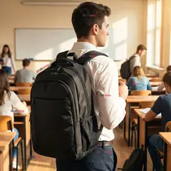 UTILISIMO - Mochila Escolar Universitaria Notebook Impermeable Resistente 49cm Negro 25L