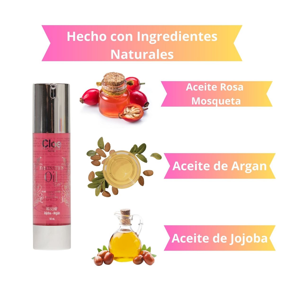 CLOE - Serum Cloe Fascination Oil Rose 50ml Cabello Fino Nutre Protección Térmica Protege