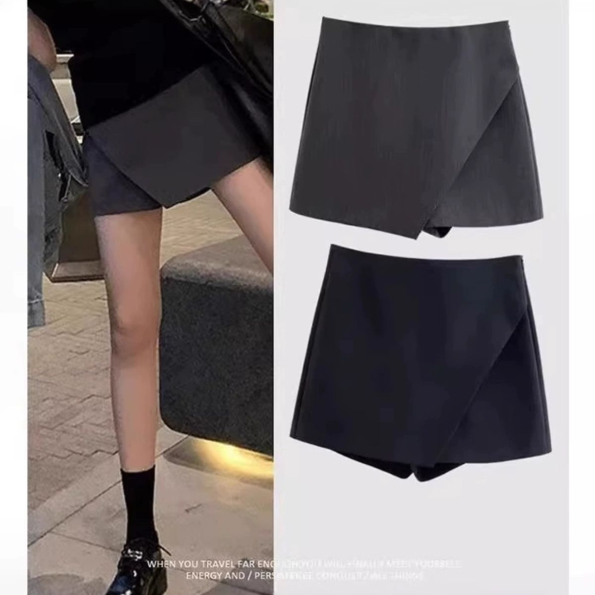 VELVET - Falda short Cruzada Elyvett Negro