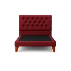 GENERICO - Cama Plaza y Media Burdeo En Lino Capitone + Colchon Mery Desing