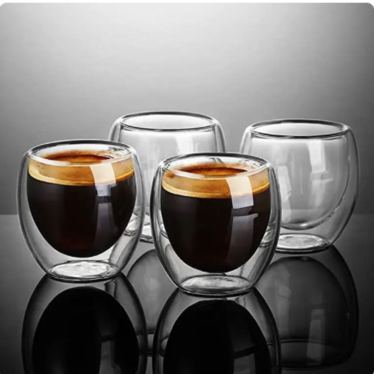 GENERICO - Pack 4 Tazas Doble Pared 250ml Frio, Caliente