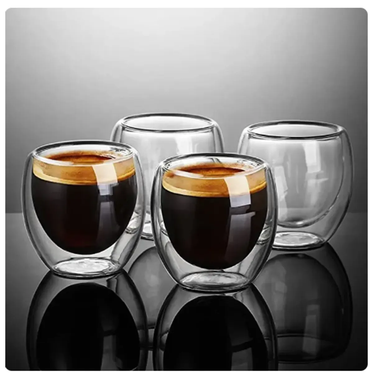 GENERICO - Pack 4 Tazas Doble Pared 250ml Frio, Caliente